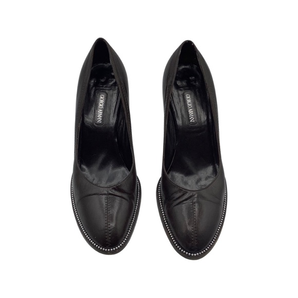 Giorgio Armani Brown Leather Silver Studded Pumps, 36.5 | 6 - Picture 9 of 10
